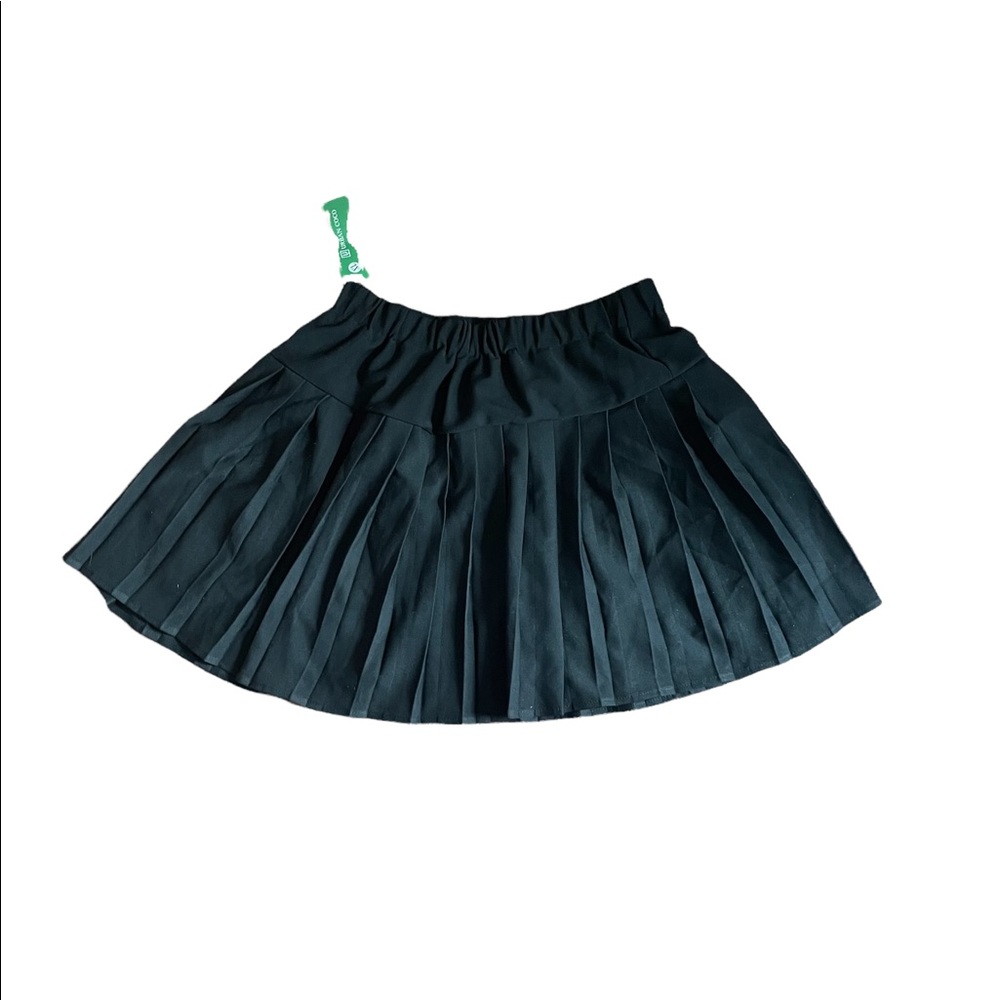 Women's Elastic Waist Plaid Pleated Skirt Solid Black, X-Large